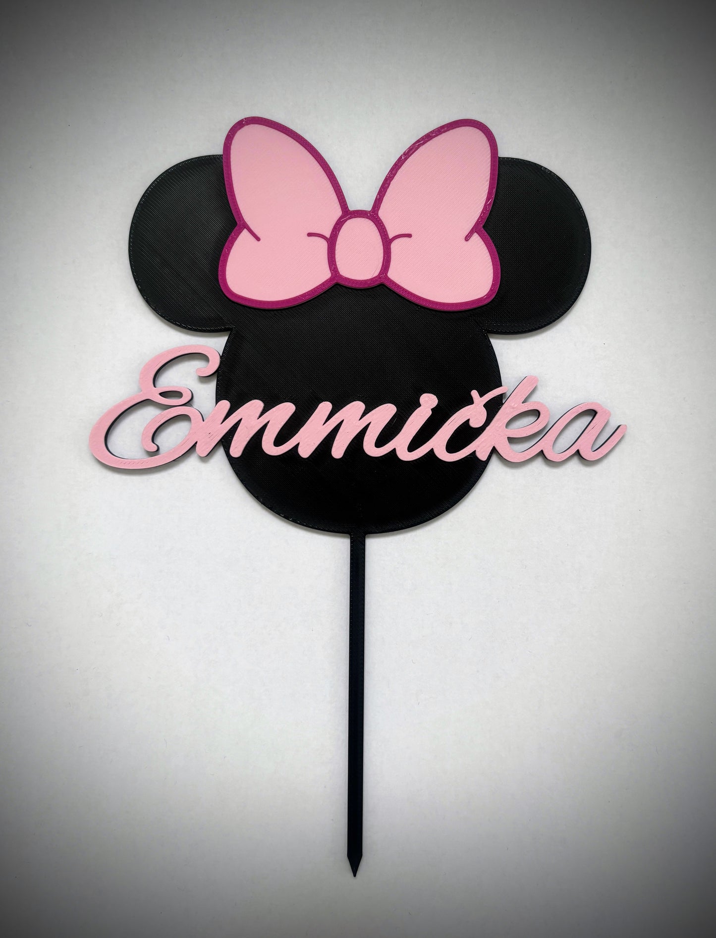 Cake Topper - Minnie head with custom name