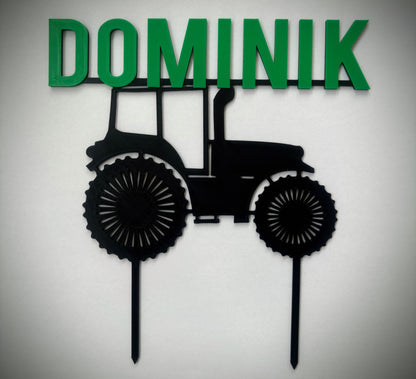 Cake topper - A tractor with a custom name