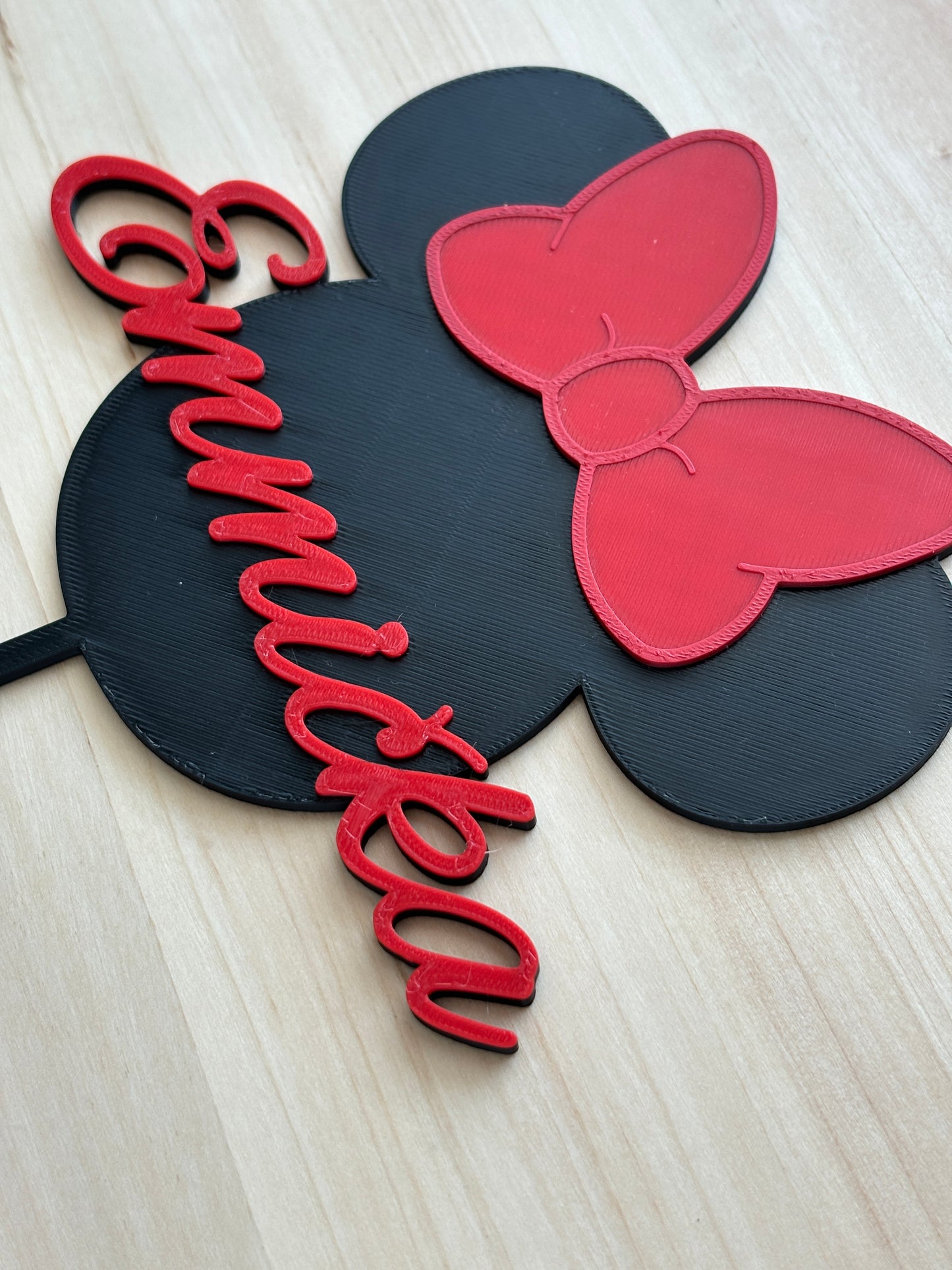 Cake Topper - Minnie head with custom name