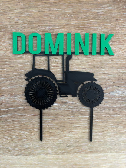 Cake topper - A tractor with a custom name