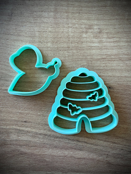 Bee hive with bees cookie cutter