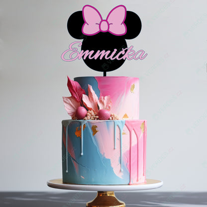 Cake Topper - Minnie head with custom name