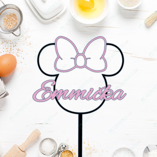 Cake Topper - Minnie Head with Custom Name - Easier