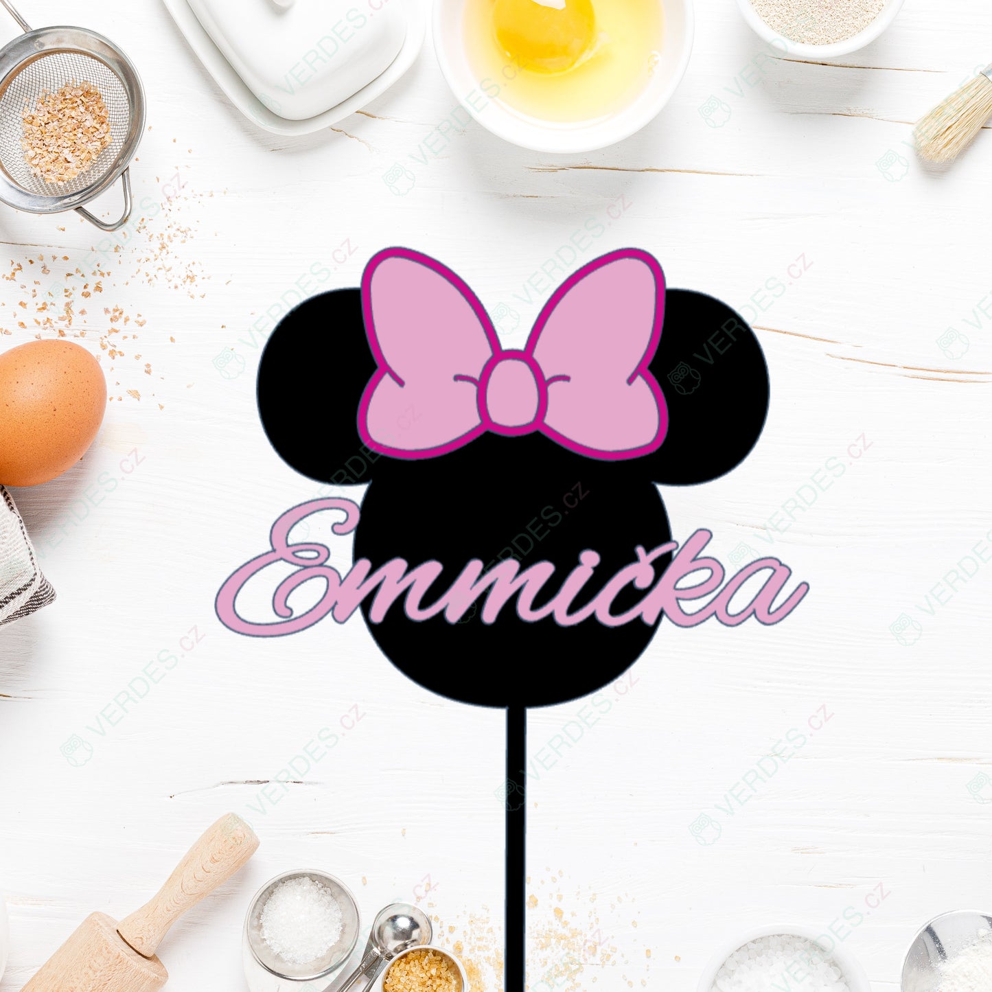 Cake Topper - Minnie head with custom name