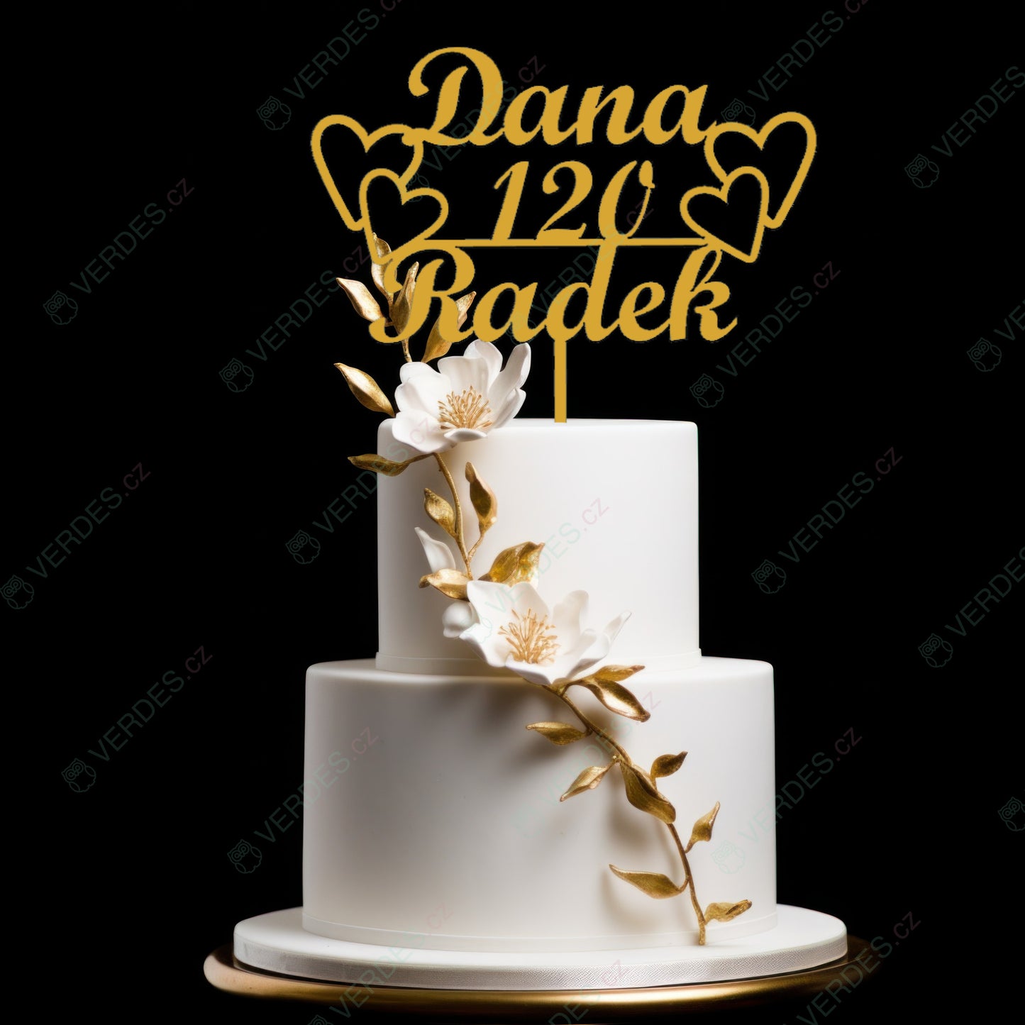 Cake topper - Golden wedding with a customized date