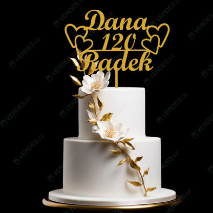 Cake topper - Golden wedding with a customized date